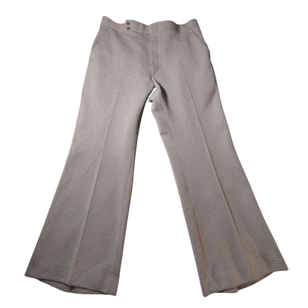 HAGGER Houndstooth Flared Pants Men's Gray Blue Size 34 RARE VINTAGE 00020